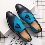 Sky Blue Dress Shoes Men's Driving Tassel Loafers Slip On Smoking Wedding Party Leather Mart Lion   