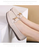 Summer Women Flats Shoes Cutouts Genuine Leather Loafers Breathable Ballet Flats Oxford Casual MartLion   