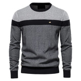 Spliced Cotton Sweater Men's Casual O-neck Pullover Knitted Sweaters Winter MartLion   