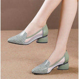 women cute sweet green slip on heel pumps for party ladies casual comfort shoes MartLion   