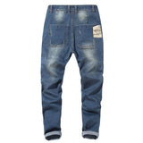 Men  splice Slim Stretch Jeans Classic Multi-pocket cotton male Casual denim MartLion   