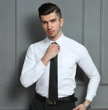 Men's Dress Shirts Long Sleeve Slim Fit Solid Striped Formal White Shirt Social Clothing MartLion   