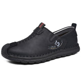 Men's Shoes Split Leather Casual Driving Moccasins Slip On Loafers Flat Mart Lion Black Slip-On 6.5 
