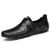 Genuine Leather Men's Shoes Outdoor Loafers Luxury Soft Driving Handmade Walking Sneakers Mart Lion Black 6.5 