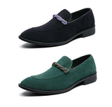 Men's Suede Leather Loafers Cosplay Green Flats Slip-on Autumn Casual Moccasins Footwear Wedding Shoes MartLion   