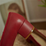 Genuine Leather Women Shoes Butterfly-knot Spring and Autumn Pumps Slip-On Casual Chunky Heel MartLion   