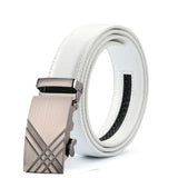 White Men's Belt Automatic Buckle Two-layer Cowhide Youth Korean Version Design Authentic Wild Youth Belt MartLion M 60cm (Waist 45cm) CHINA