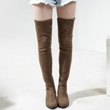 Slim Fit Thighs Over-the-Knee Long Boots Women Low Heel Concise Elastic Boots Retro Shoes Ladies Mart Lion   