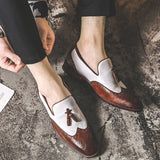 Men's Leather Slip-On Shoes Brogue Tassels Vintage Derby Casual Flats Loafers Mart Lion   