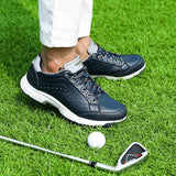 Men's Golf Shoes Waterproof Golf Sneakers Outdoor Golfing Spikes Shoes Jogging Walking Mart Lion   