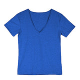 Men's Fitness Sports Running Short-Sleeved 100 Cotton Deep V-neck T-shirt Summer Mart Lion Blue M China|No