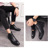 Men's Boots Autumn Comfy Durable Outsole Lace-up Shoes Leather Casual MartLion   