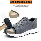 Men's Safety Shoes Metal Toe Indestructible Ryder Work Boots with Steel Toe Waterproof Breathable Sneakers Hombre MartLion 917  Gray 36 CHINA