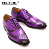 Handmade Men's Wingtip Oxford Shoes Genuine Calfskin Leather Brogue Dress Classic Formal Shoes MartLion   