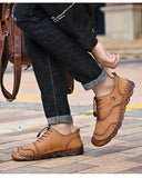 Men's Genuine Leather Casual Shoes Outdoor Hiking Moccasins Breathable Soft Non-slip Rubber Sole MartLion   