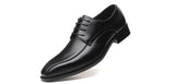 Men's Leather Dress Shoes Classic Retro Derby Lace-Up Wedding Party Office Oxfords Flats Mart Lion   