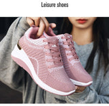 Women's  Shoe Spring and Autumn Inside High Thick Soles Breathable Leisure Sports Zapatos De Mujer Mart Lion   