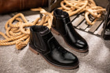 Men's Boots Leather Autumn Winter Vintage Style Ankle Short Chelsea Footwear Hombre MartLion   