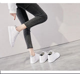 Spring Summer Shoes Women Sneakers Genuine Leather White Cowhide Ladies Flat Casual Soft Footwear MartLion   