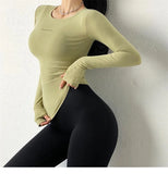 Cloud Hide Solid Yoga Shirt Women Long Sleeve Blouse Girl Sports Gym Top Running MartLion   