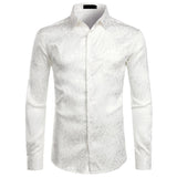 Men's Floral Black Dress Shirts Stylish Long Sleeve Steampunk arty Club Bar Social Shirt Chemise Homme Mart Lion   