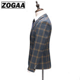 Plaid Designs Lapel Men's Suit Tailor Made Groom Tuxedos Wedding 3 Piece Suits Blazer (Jacket+Pants+Vest) Mart Lion   
