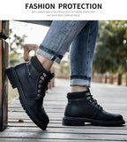 Winter Boots Leather Shoes Men's Work Steel Toe Puncture Proof Safety Boots Work MartLion   