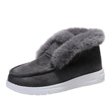 Ladies Ankle Boots Women Winter Warm Plush Fur Snow Suede Leather Shoes Ladies Slip Footwear MartLion Gray 38 