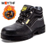 Indestructible Work Boots Plush Warm Winter Steel Toe Shoes Puncture-Proof Work Safety Industrial MartLion A076-Blackfur 41 