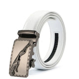 White Men's Belt Automatic Buckle Two-layer Cowhide Youth Korean Version Design Authentic Wild Youth Belt MartLion D12 110cm (Waist 95cm) CHINA