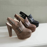 Spring Baotou sandals hollow thick heel high heels summer Baidu increased MartLion   