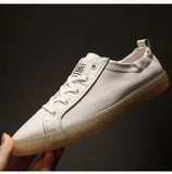 Leather Shoes Men's Sneakers Young Casual Flat Cool White TPR Non-slip MartLion   