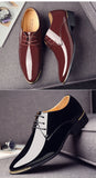 Men's Wedding White Shoes Rubber Sole Dress Lether Flats Patent Leather Shoes MartLion   