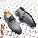 Party Oxfords Men's Dress Shoes Lace Up Leather Formal Adult Wedding Pointed Toe Zapatos Mart Lion   