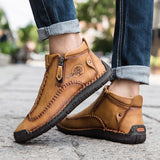 Men's Ankle Boots Handmade Leather Western Classic Motorcycle Outdoor Work Shoes Mart Lion   