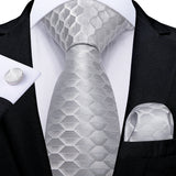 Gray Striped Paisley Silk Ties For Men's Wedding Accessories 8cm Neck Tie Pocket Square Cufflinks Gift MartLion SJT-7224  
