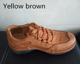 Men's casual shoes genuine cow leather winter warm oxford classic style antiskid sneakers Mart Lion Yellow brown 37 