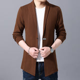 Cardigan Men's Sweaters Spring Autumn Casual Cardigan Jacket Solid Color Long Windbreaker Single Button Coats Mart Lion   