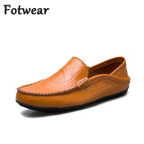 Fotwear Cow Leather Men's Loafers Orange Lazy Shoes Breathable Slip On Half Slippers Softable Driving Moccasins Mart Lion   