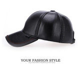  Adult Faux Leather Hat Men's Warm PU Leather Baseball Cap Winter Outdoor Ear Protection Cap Leather Hat Windproof hat MartLion - Mart Lion