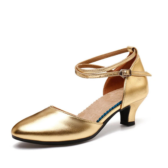 Girls Modern Latin Dance Shoes Women for Ladies Ballroom Tango Closed Toe Rubber sole 3.5/5.5CM Heels MartLion 3.5CM Gold 35 CHINA