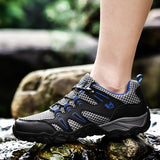 Men's Soft Outdoor Casual Shoes Summer Breathable Mesh Sneakers Light Black Hiking Footwear Running Mart Lion   