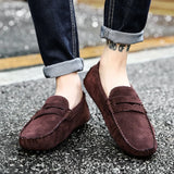  Winter Men's Shoes Suede Leather Loafers Warm Casual Cotton MartLion - Mart Lion