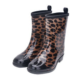 Women Boots Waterproof Ladies Ankle Floral Female Shoes Spring Autumn Rainboots Mart Lion 5.5 Leopard print 