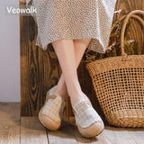 Vegan Handmade Women Embroidered Canvas Espadrilles Flats Style Casual Slip-on Loafers Shoes MartLion   