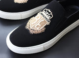 Men's Casual Shoes Black Suede Leather Party Luxury Embroidery Flat Tide Slip-On Loafers Mart Lion   