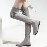 Slim Fit Thighs Over-the-Knee Long Boots Women Low Heel Concise Elastic Boots Retro Shoes Ladies Mart Lion   