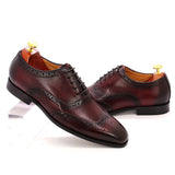 Handmade Men's Wingtip Oxford Shoes Genuine Calfskin Leather Brogue Dress Classic Formal Shoes MartLion   