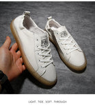 Leather Shoes Men's Sneakers Young Casual Flat Cool White TPR Non-slip MartLion   
