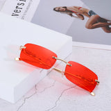 1PC Ocean Lens Sunglasses Women Men's Cheetah Decoration Rimless Rectangle Retro Shades UV400 Eyewear MartLion   